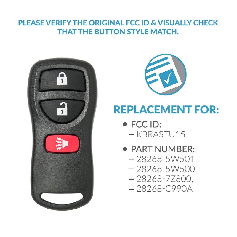 Keyless2Go بديل Keyless2Go لجهاز التحكم عن بعد لسيارة بدون مفتاح 3 أزرار KBRASTU15-2 عبوة من 2 - Image 4